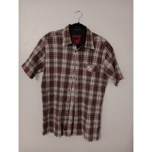 KÜHL Mountain Grown Crinkled Material  Red/Gray/Black Plaid Western Blouse Sz. L